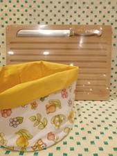 Set tagliere in legno, coltello e sacchetto porta pane Happy Country Thun