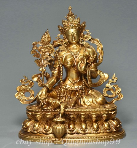 Scultura dea tara verde loto - tara,