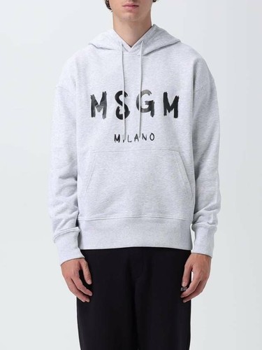 Msgm brushed logo hooded - logo,