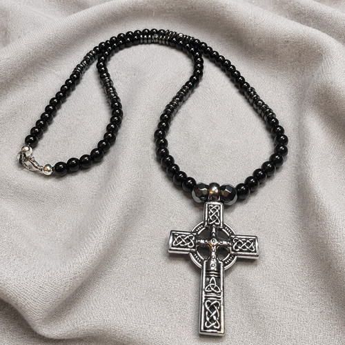 Collana croce celtica - celtica, onice