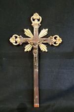 crocifisso croce astile processionale antico barocco XVIII secolo legno dorato