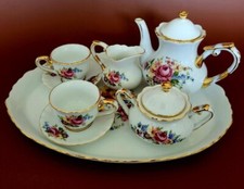 Mini set da tè in porcellana motivo floreale dorato di Regal vassoio è 9,125"x 7"