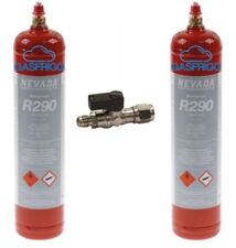 2 BOMBOLE GAS REFRIGERANTE R290 PROPANO 370 GR. CON RUBINETTO FRIGO FRIGORIFERO