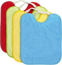 | Confezione Da 4 Bavaglini Impermeabili Con Chiusura Elastica 90% Cotone - 10% 