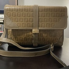 Borsa vintage Fendi Zucca tracolla messenger Roma SAS rivestita tela e pelle