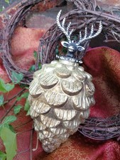 Pallina per albero di Natale coni Fyrre con cervo oro antico opaco palla di N...