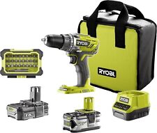 Trapano elettrico avvitatore con doppia batteria litio 18V 4ah Ryobi + set bit