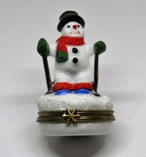 LIMOGES FRANCE BOX - NATALE - CHAMART - PUPAZZO DI NEVE SCI - CHIUSURA FIOCCO DI NEVE