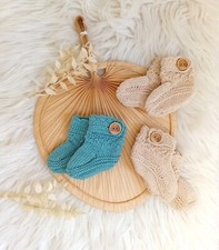 Scarpine neonato fatte a mano in cotone riciclato, regalo nascita battesimo