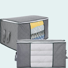 Set 2 Scatole Pieghevoli Salvaspazio 90L Porta Biancheria con Manico per Armadio