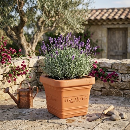 Vaso quadrato festonato fiori