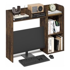 Furinno CLASSIC Mensola Scrivania 5 Ripiani con Spazio Monitor in Pino Ambrato