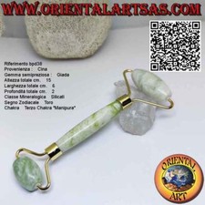 Rullo massaggiante "face roller" in Giada Cinese naturale per Gua Sha