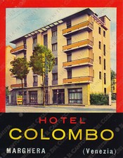 MARGHERA Hotel COLOMBO turismo Venezia etichetta bagaglio adesivo pubblicitario