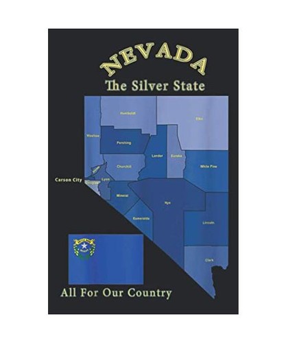 Nevada county map flag motto - nevada,