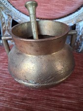 MORTAIO ANTICO CON PESTELLO IN BRONZO DIAMETRO 18 CM H.12 CM  VEDI FOTO