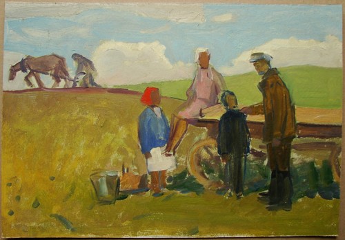 Dipinto olio sovietico ucraino