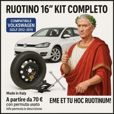 Ruotino Di Scorta 5Fori Da 16 Per La Volkswagen Golf 7 Con Kit Cric Chiave Usato