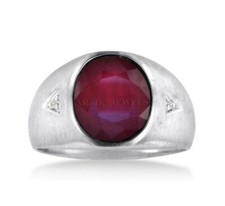 Anello In Argento Sterling 925 Con Gemma Di Rubino Riscaldata Per Uomo #1490