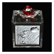 31884-rosso Bomboniere Scatolina Portaconfetti fiore cristallo Comunione