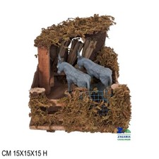 STALLA CON CAVALLI SCENARIO PER PRESEPE AMBIENTAZIONE SU BASE ART. 09585