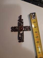 CIONDOLO CROCE VINTAGE CON GEMMA OCCHIO DI TIGRE