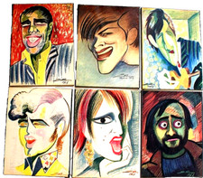 CARICATURISTA ZA  6 STAMPE ANNI '60 tratte da rivista CANTANTI SUPER NOTI