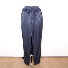 Pantaloni In Seta Deha Chino A Gamba Stretto Con Cintura Blu In Raso Taglia M