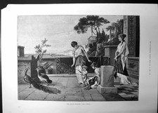 Original Old Antique Print Age