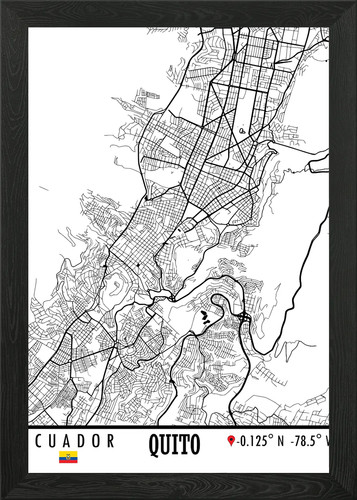 Quito ecuador map framed wall - ecuador,
