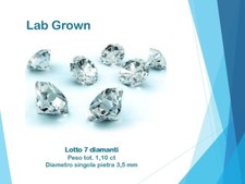 Lotto 7 diamanti CVD taglio brillante 1,10 ct D/IF con certificato