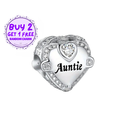 Charm cuore zia per bracciale - cuore,