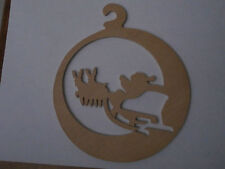 Addobbo Natale in legno Babbo sulla slitta con le renne 15.5 cm