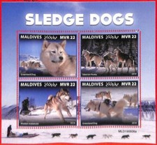 A4171 - MALDIVE - ERRORE ERRATO: 2019, Cani da slitta, Husky, Alaskan Malamute