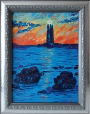 Quadro originale faro tramonto