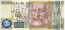no VALUE CAMPIONE SPECIMEN DE LA RUE LEONARDO DA VINCI 2000 FDS