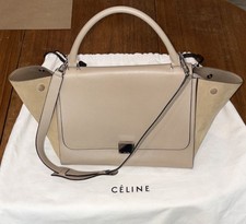 Borsa a trapezio Celine Lg in pelle tortora e camoscio. Manico superiore e tracolla bidirezionale