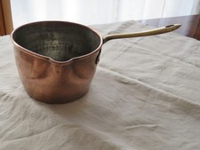 ANTICA PENTOLA CASSERUOLA TEGAME IN RAME MANICO IN OTTONE Ø 16 cm (leggi descr.)