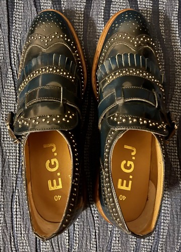 Scarpe pelle verde - scarpe, scuro