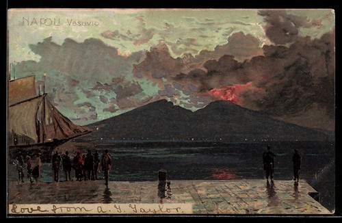 Litografia napoli vesuvio - litografia,