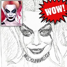 Ritratto HARLEY QUINN fatto di PAROLE - arte originale di Sonja F