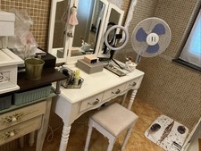 Toeletta da Trucco con Specchio Sgabello Tavolo Comò per Cosmetici