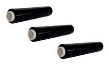 3 ROTOLI FILM ESTENSIBILE MANUALE NERO NASTRO PELLICOLA BOBINE IMBALLAGGI PALLET