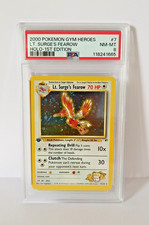 2000 Pokemon Lt. Surge's Fearow 7/132 1st Edition Holo Gym Heroes PSA 8