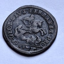 Ferrara Clemente X 1/2 Bolognino con Scudo E San Giorgio 1675 Raro Lotto 6.15 Cu