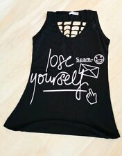 Top donna schiena nuda nero top strappy tagliato, top estivo cut traforato