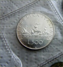 Italia 500 Lire, 1968 Navi di Cristoforo Colombo, moneta argento unc ex FOLDER 
