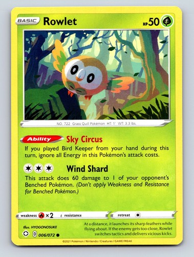 Carta pokémon rowlet 50 - carta, hp