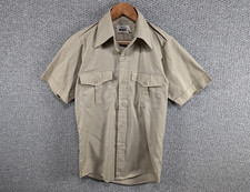 WOOLRICH Camicia Vintage Uomo Cachi Beige Esercito Stile Militare Cargo Bottoni S