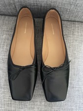 Ballerine Mansur Gavriel nere in pelle punta quadrata/38/8US